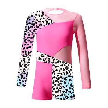 Girls Long Sleeve Ballet Leotard – Gymnastics Dancewear Unitard, Polyamide/Elasthanne