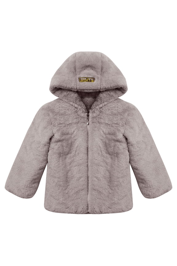 Kids Girls Hooded Thick Overcoat Animal Pattern Outwear for Warm Winter Grey 6