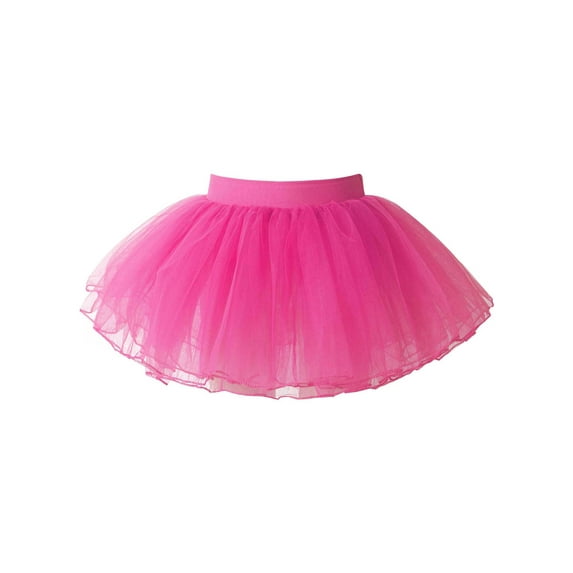 MSemis Kids Girls Layered Ballet Dance Skirt Mesh Skirts Dancewear Hot Pink 6-11