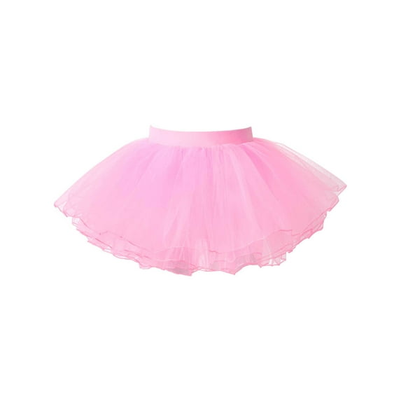 MSemis Kids Girls Layered Ballet Dance Skirt Mesh Skirts Dancewear Pink 1-6