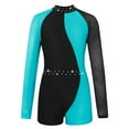thumbnail image 1 of MSemis Kids Girls Long Sleeve Ballet Dance Leotard Gymnastics Biketard Short Unitard Dancewear Blue Green 12, 1 of 4