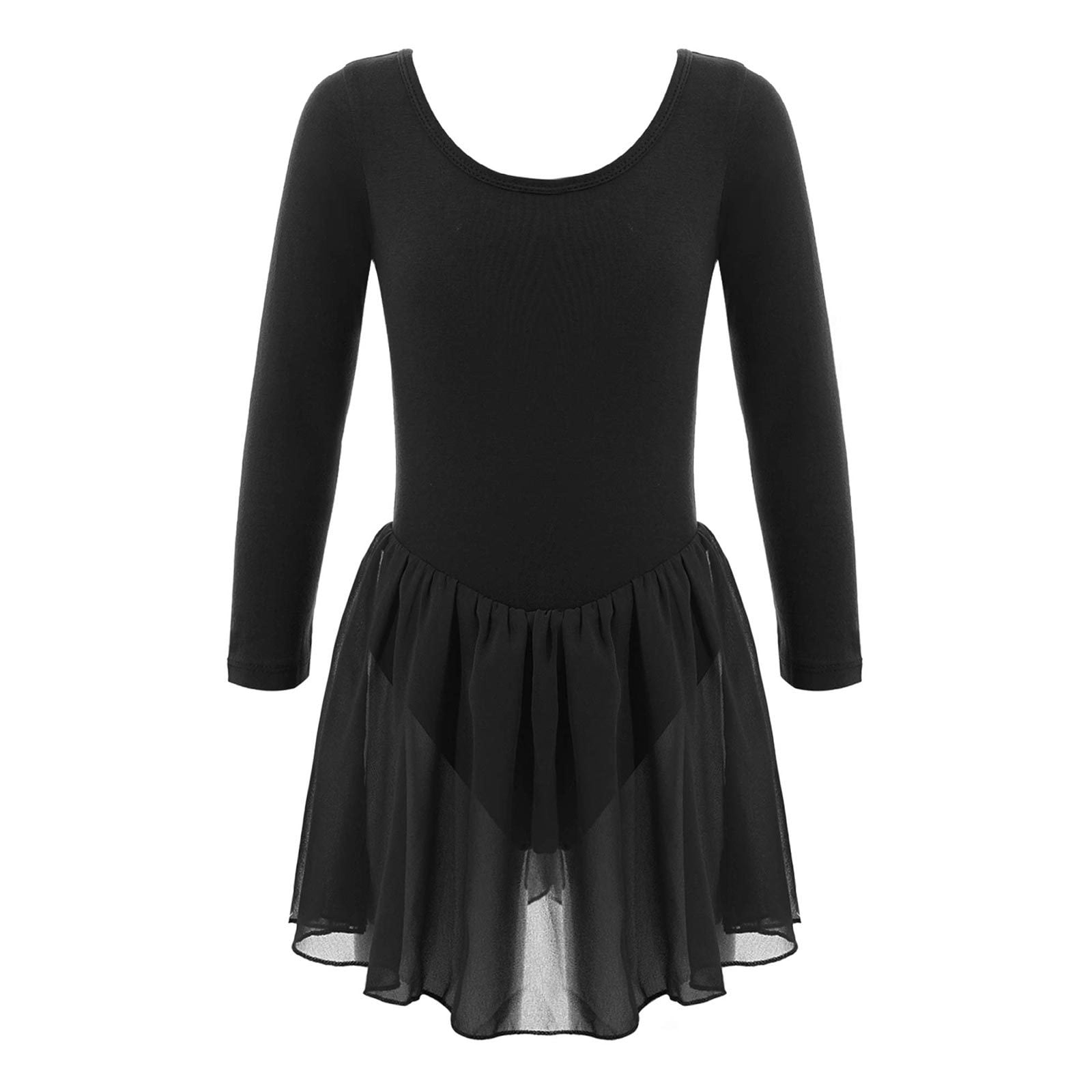 MSemis Kids Girls Long Sleeve Ballet Leotard with Tutu Skirts Dance