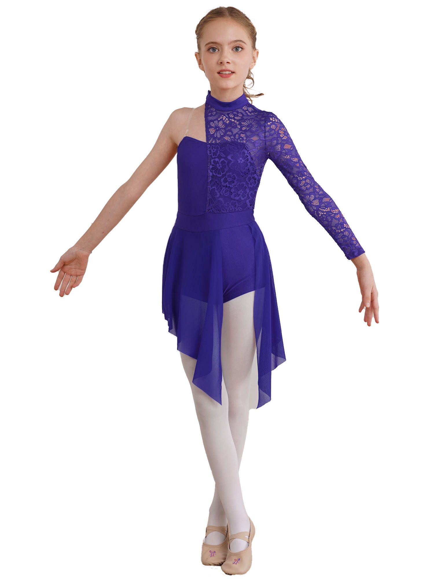 MSemis Kids Girls Lyrical Dance Costume Floral Lace Contemporary  display picture 1