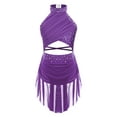 thumbnail image 1 of MSemis Kids Girls Lyrical Dance Costume Halter Modern Contemporary Dance Dress Purple 10, 1 of 5