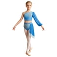 thumbnail image 1 of MSemis Kids Girls Lyrical Modern Dance Outfit Shiny Rhinestones Applique Crop Top with Shorts Light Blue 6, 1 of 5