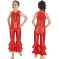 thumbnail image 1 of MSemis Kids Girls Metallic Bell-Bottom Jumpsuit for Ballet, 1 of 5