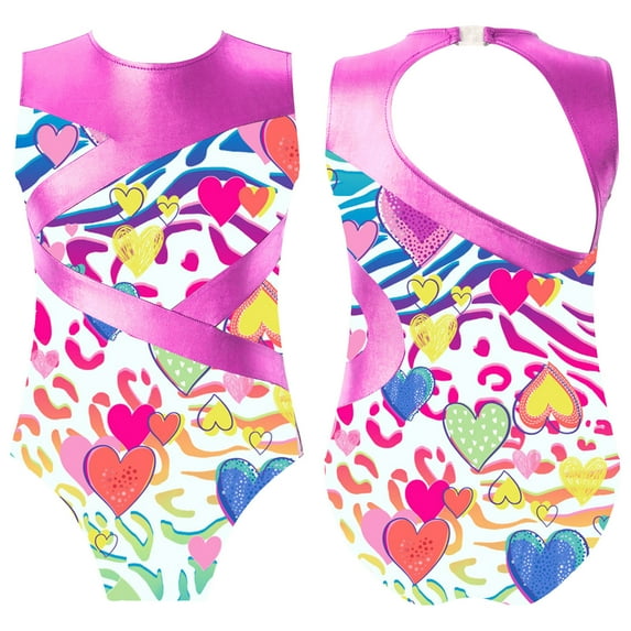 MSemis Kids Girls Metallic Printed Sleeveless Dance Gymnastics Leotards