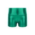 thumbnail image 1 of MSemis Kids Girls Metallic Shiny Stretch High Waisted Athletic Booty Dance Shorts Green 8, 1 of 5