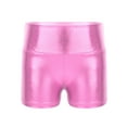 thumbnail image 1 of MSemis Kids Girls Metallic Shiny Stretch High Waisted Athletic Booty Dance Shorts Pink 4, 1 of 4