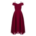 thumbnail image 1 of MSemis Kids Girls Off Shoulder Wedding Formal Dresses Spaghetti Strap A-Line Floor Length Dress Burgundy 4, 1 of 7