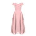thumbnail image 1 of MSemis Kids Girls Off Shoulder Wedding Formal Dresses Spaghetti Strap A-Line Floor Length Dress Pink 6, 1 of 6
