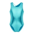 thumbnail image 1 of MSemis Kids Girls One-Piece Metallic Criss Cross Gymnastics Leotard Bodysuit Lake Blue 8-10, 1 of 5