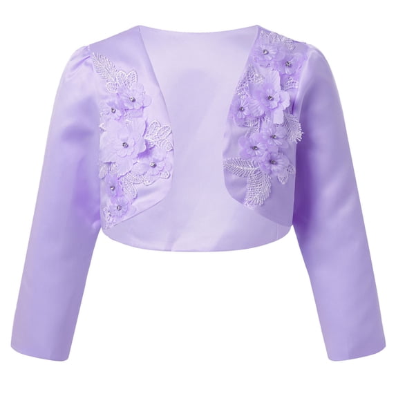 MSemis Kids Girls Open Front Beaded Wedding Flower Shurg Bolero Cardigan Princess Dress Coat