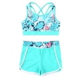 thumbnail image 1 of MSemis Kids Girls Printed Swim Outfits Cropped Tops with Shorts Bathing Suit Green Palm Leaf 12, 1 of 7