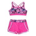 thumbnail image 1 of MSemis Kids Girls Printed Swim Outfits Cropped Tops with Shorts Bathing Suit Rose Red 8, 1 of 6