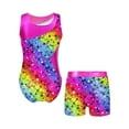 thumbnail image 1 of MSemis Kids Girls Printed Swimsuit Outfits Gymnastics Leotard with Shorts Starry Rainbow 10, 1 of 3