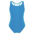 thumbnail image 1 of MSemis Kids Girls Racer Back Gymnastics Leotard Rash Guards Keyhole Bodysuit Top Light Blue 4, 1 of 4