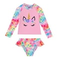 thumbnail image 1 of MSemis Kids Girls Rashguard Swimsuit & Swim Bottoms Set with UPF 50+, 2-Piece, Size 4-16 Abstract Fish Scales 12, 1 of 5