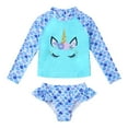 thumbnail image 1 of MSemis Kids Girls Rashguard Swimsuit & Swim Bottoms Set with UPF 50+, 2-Piece, Size 4-16 Blue Fish Scales 12, 1 of 5