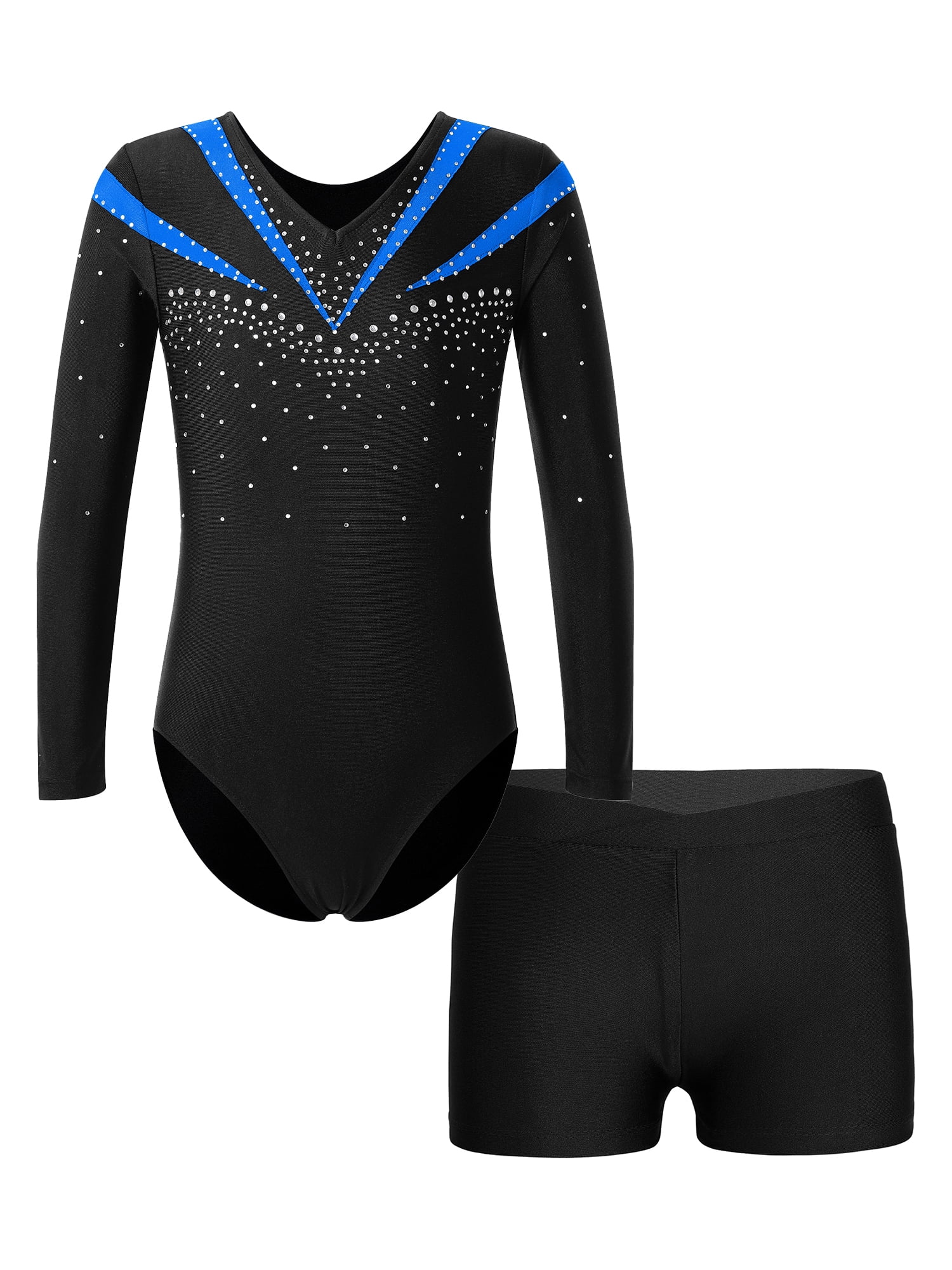 MSemis Kids Girls Rhinestone 2 Piece Outfits Gymnastics Leotard with