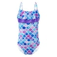 thumbnail image 1 of MSemis Kids Girls Ruffle Mermaid Fish Scales Print Backless Swimwear Swimsuit Colorful Fish Scales 16, 1 of 5