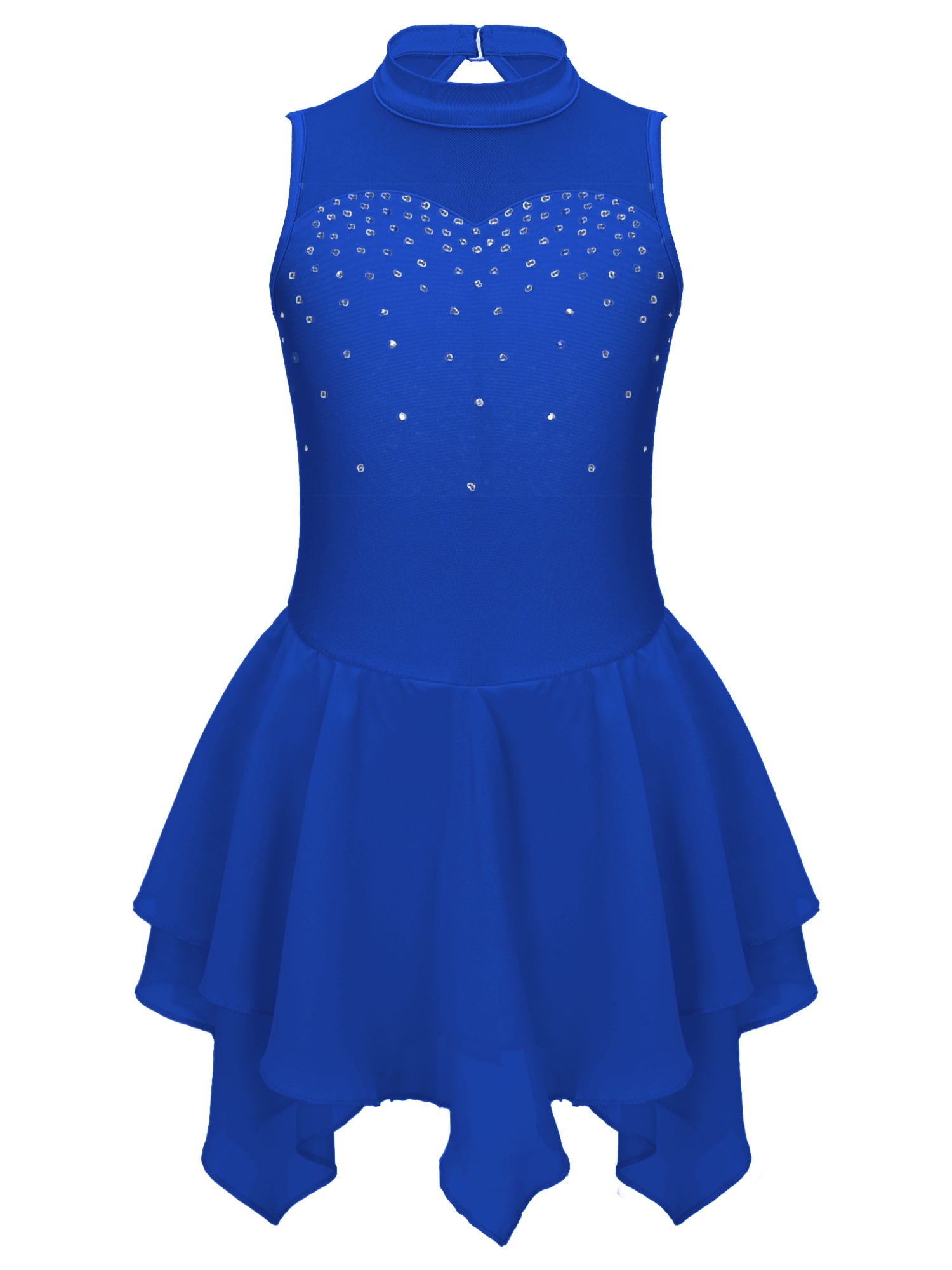 Girls Sequins Ballet Tutu Dress - Sleeveless Ice Skating Dance Leotard Costume