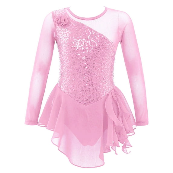 MSemis Kids Girls Sequins Figure Ice Skating Dress