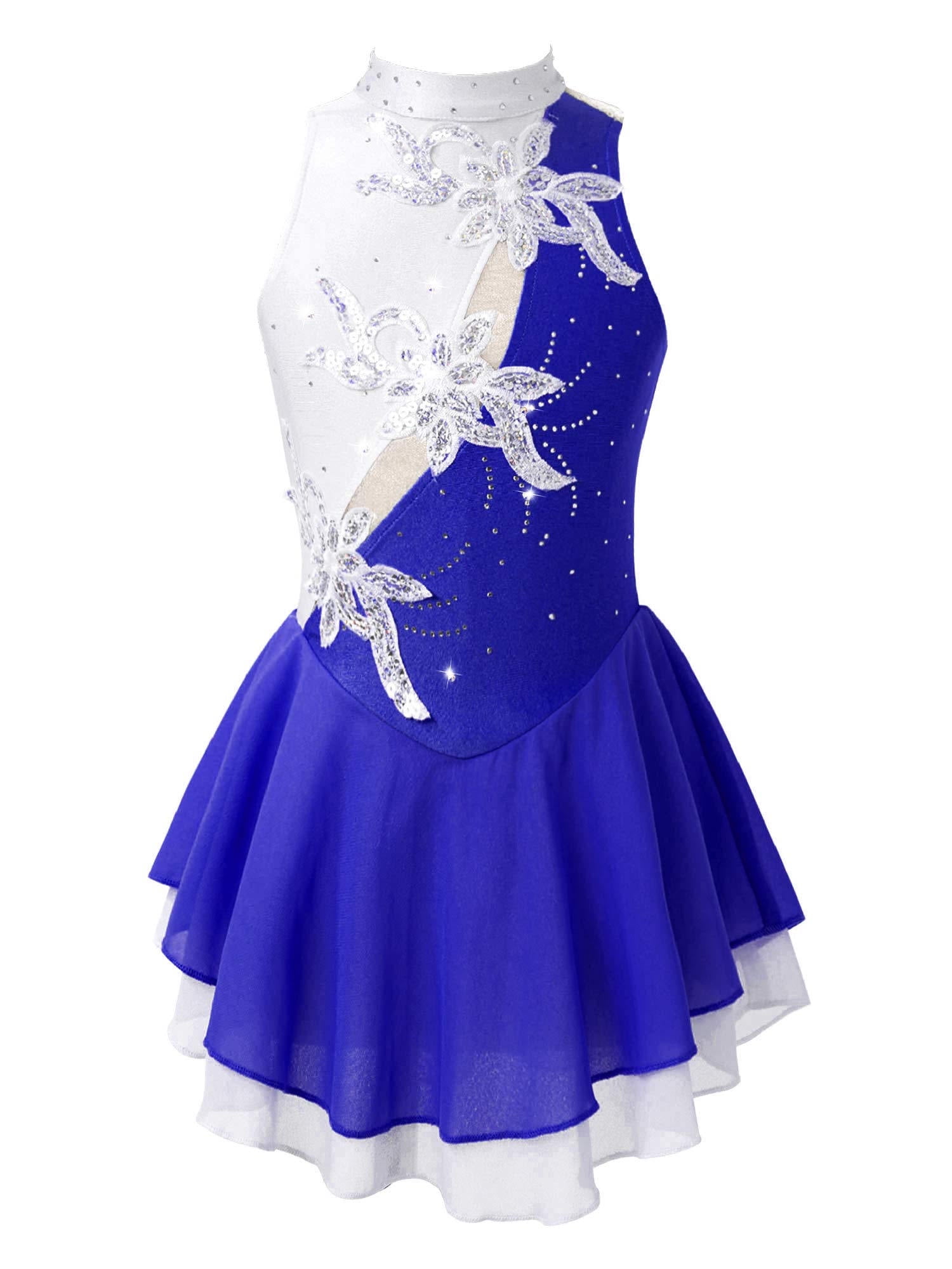 blue and white figure skating dress Jerry's Blue Times Two #612 Skating Dress Adult Large