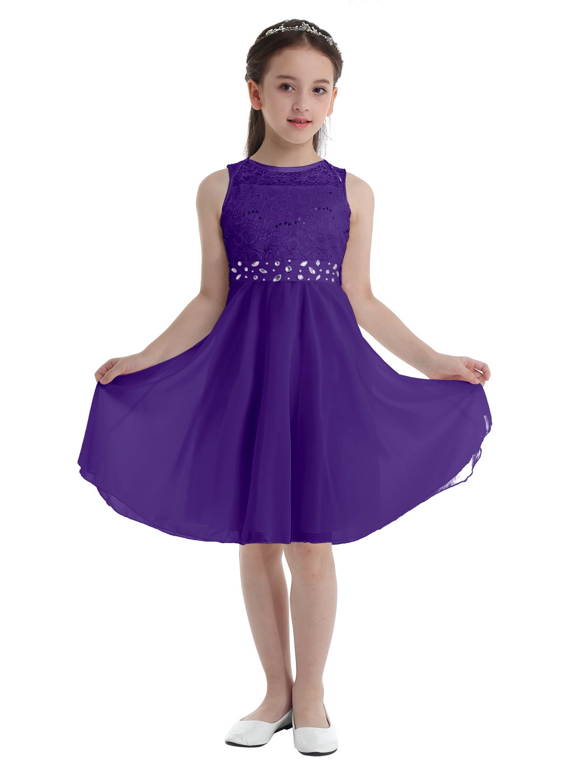 MSemis Kids Girls Sequins Floral Lace Flower Dress Bridesmaid Wedding ...