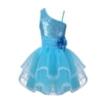 thumbnail image 1 of MSemis Kids Girls Sequins Flower Ruched Waist Tutu Ballet Leotard Dance Dress, 1 of 7