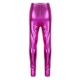 thumbnail image 1 of MSemis Kids Girls Shiny Metallic Leggings Pants Footless Tights Dance Costumes Rose Red 7-8, 1 of 6