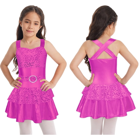 MSemis Kids Girls Shiny Sequins Ballet Dance Dress