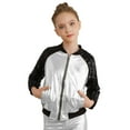thumbnail image 1 of MSemis Kids Girls Shiny Sequins Bomber Jacket Zipper Coat Silver 10, 1 of 7