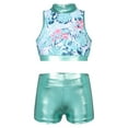 thumbnail image 1 of MSemis Kids Girls Shiny Sequins Outfits Cropped Tops with Glossy Shorts Tropical Palm Leaves 14, 1 of 6