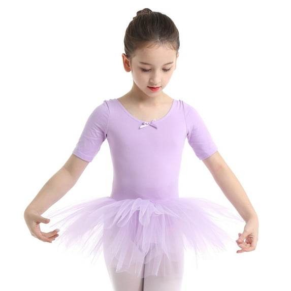 MSemis Kids Girls Short Sleeve Ballerina Ballet Dance Leotard Dress