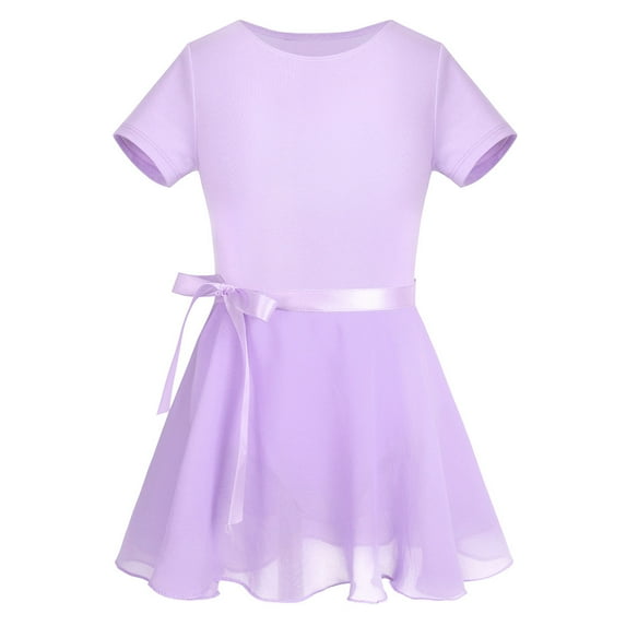 MSemis Kids Girls Short Sleeves Ballet Dance Costumes Outfit