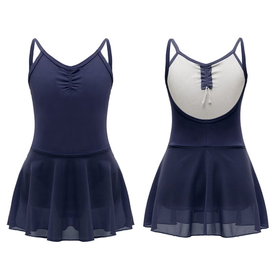 MSemis Kids Girls Sleeveless Backless Leotard Mesh Tutu Dress