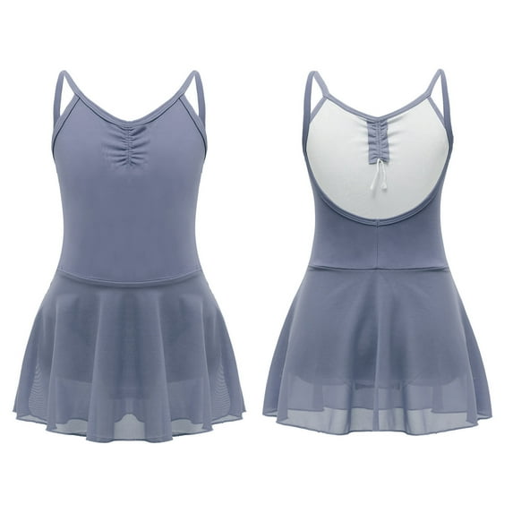 MSemis Kids Girls Sleeveless Backless Leotard Mesh Tutu Dress