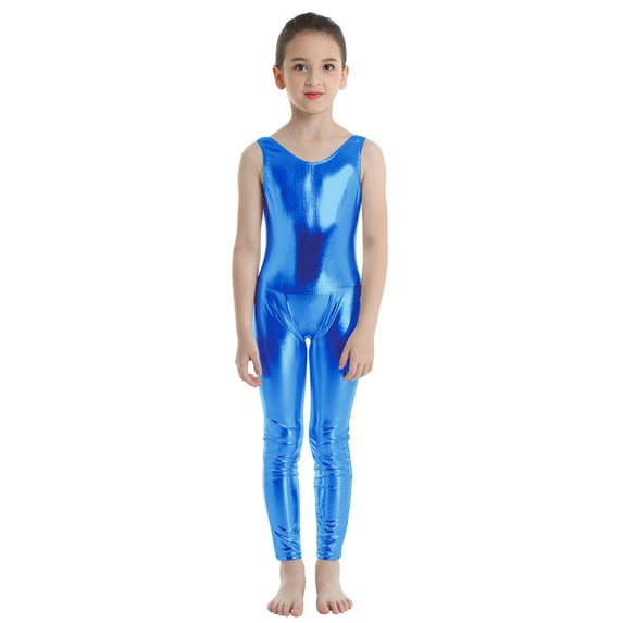 MSemis Kids Girls Sleeveless Gymnastics Leotards Shiny Ballet Dance Jumpsuit
