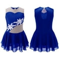 thumbnail image 1 of MSemis Kids Girls Sleeveless Mesh Spliced Ice Figure Roller Skating Dress, 1 of 3