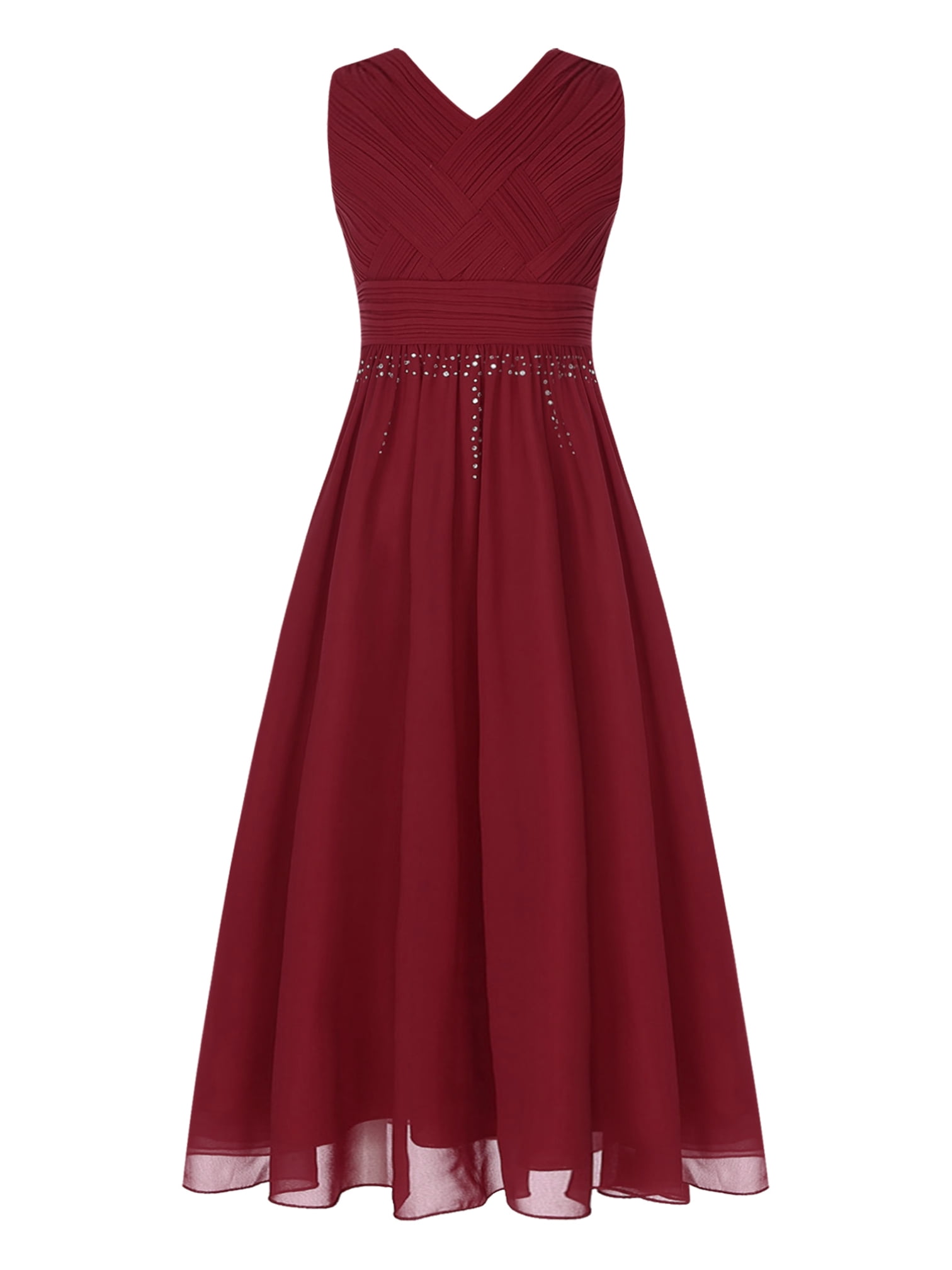 Sleeveless Ruched Junior Bridesmaid Dresses with Bow Champagne