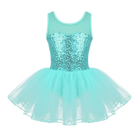 MSemis Kids Girls Sleeveless Sequins Ballet Dance Tutu Dress