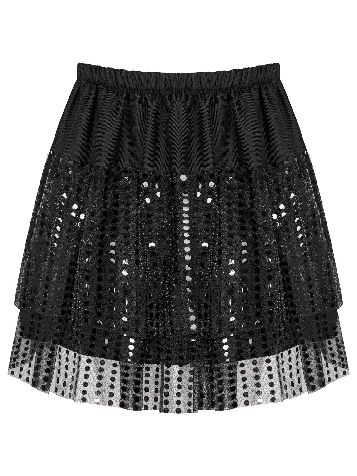 MSemis Kids Girls Sparkle Sequins Mini Skirt Layered Tiered Tutu Skirt ...