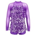 thumbnail image 1 of MSemis Kids Girls Sparkling Sequins Hip-Hop Jazz Ballet Latin Dance Dress Leotard,Size 4-16 Purple 16, 1 of 5