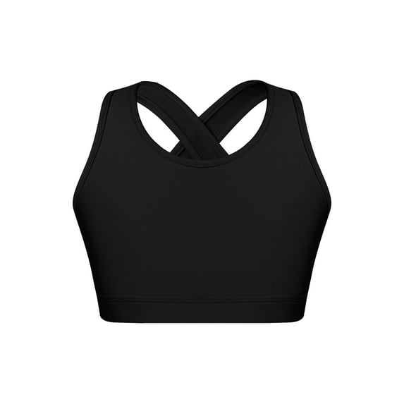 MSemis Kids Girls Tank Top Gymnastics Dance Workout Crop Top Black 8