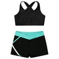 thumbnail image 1 of MSemis Kids Girls Workout Set Racer Back Sports Bra with Shorts Yoga Sports Set Black&Blue Green 4, 1 of 6