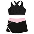 thumbnail image 1 of MSemis Kids Girls Workout Set Racer Back Sports Bra with Shorts Yoga Sports Set Black&Pink 4, 1 of 5