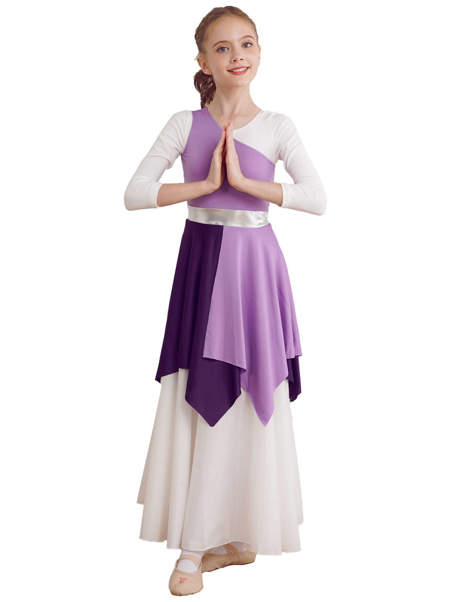 MSemis Kids Girls Worship Praise Dance Overlay Tunic Liturgical Lyrical