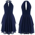 thumbnail image 1 of MSemis Kids Junior Halter Neck Flower Girl's Dress Shiny Rhinestones Chiffon Dress, 1 of 6