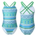 thumbnail image 1 of MSemis Kids One Piece Swimsuit Girls Criss Cross Back Bathing Suit, 1 of 4